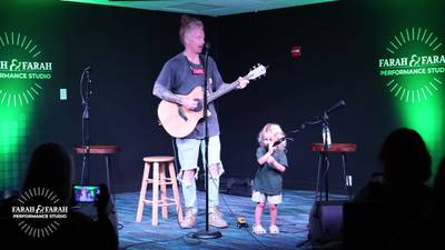 Travis from We The Kings sings Check Yes Juliet in the Farah & Farah Performance Studio